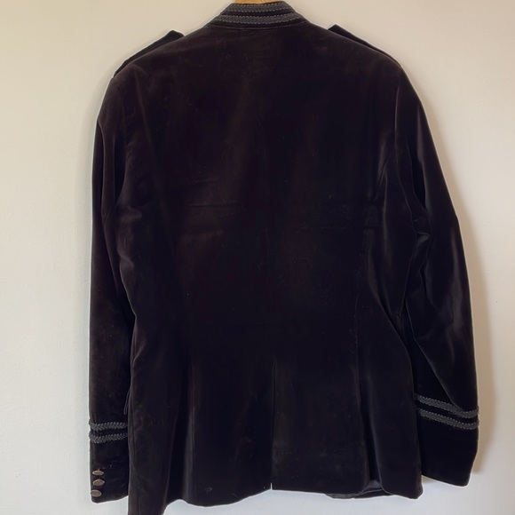 Men’s black velour military jacket - Picture 2 of 5